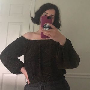 H&M Divided Sparkly Black Off the Shoulder Top